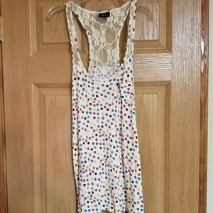 Multi colored polka dot lace tank top